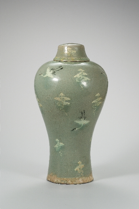 청자 상감 구름 학 무늬 매병 이미지 1 보기