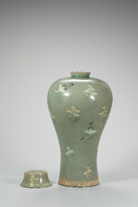 청자 상감 구름 학 무늬 매병 이미지 2 보기