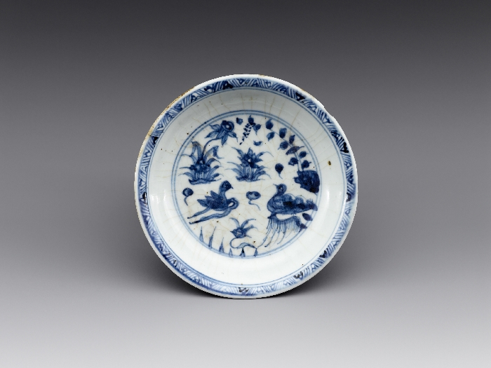 백자 청화 물새 풀꽃무늬 접시 이미지 2 보기